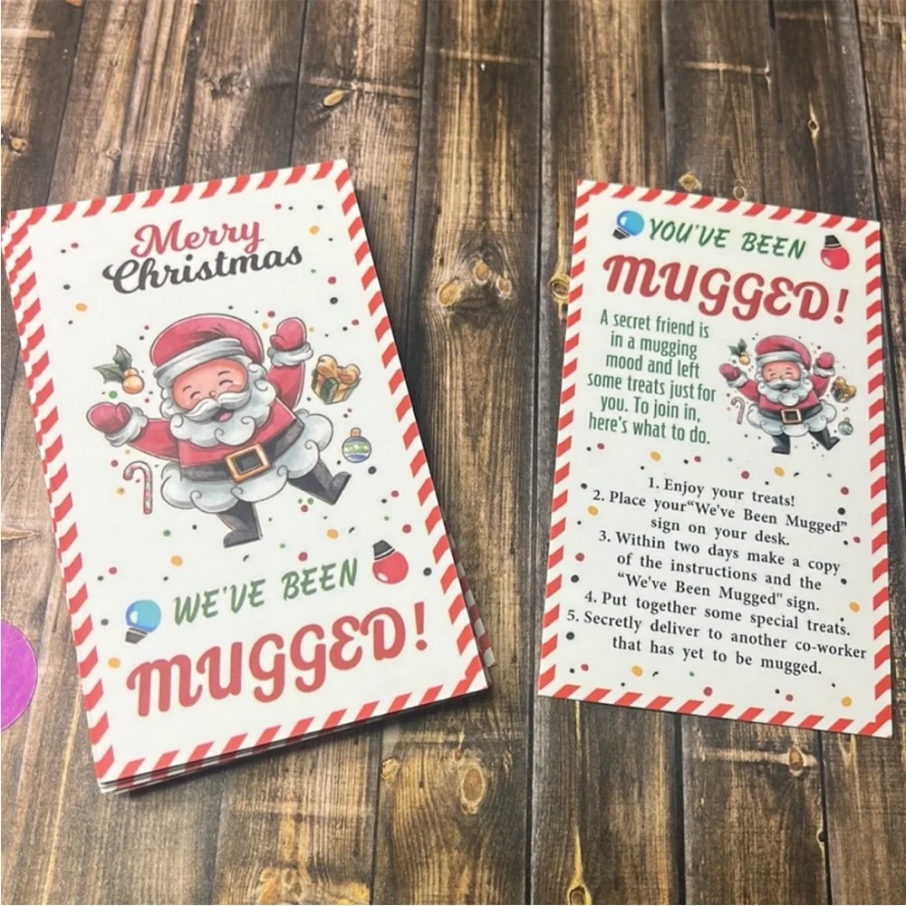 5for$10 Merry Christmas Santa we've been mugged! 20 Cards Party Favor Office Fun